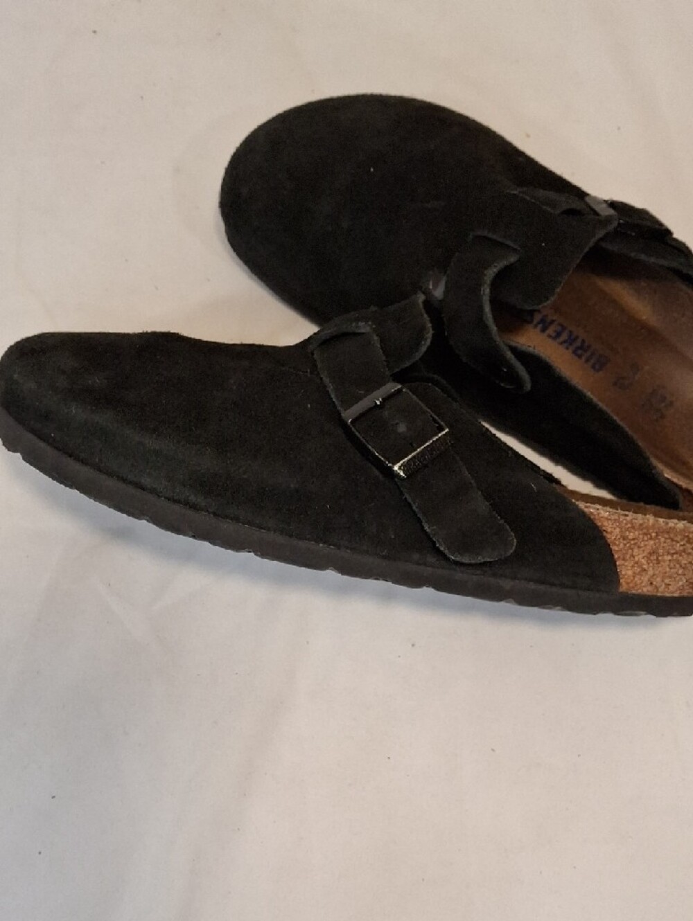 Birkenstock Women's Black Suede Clog Buckle Slip On Sandals. Lightly Worn. - Picture 5 of 10